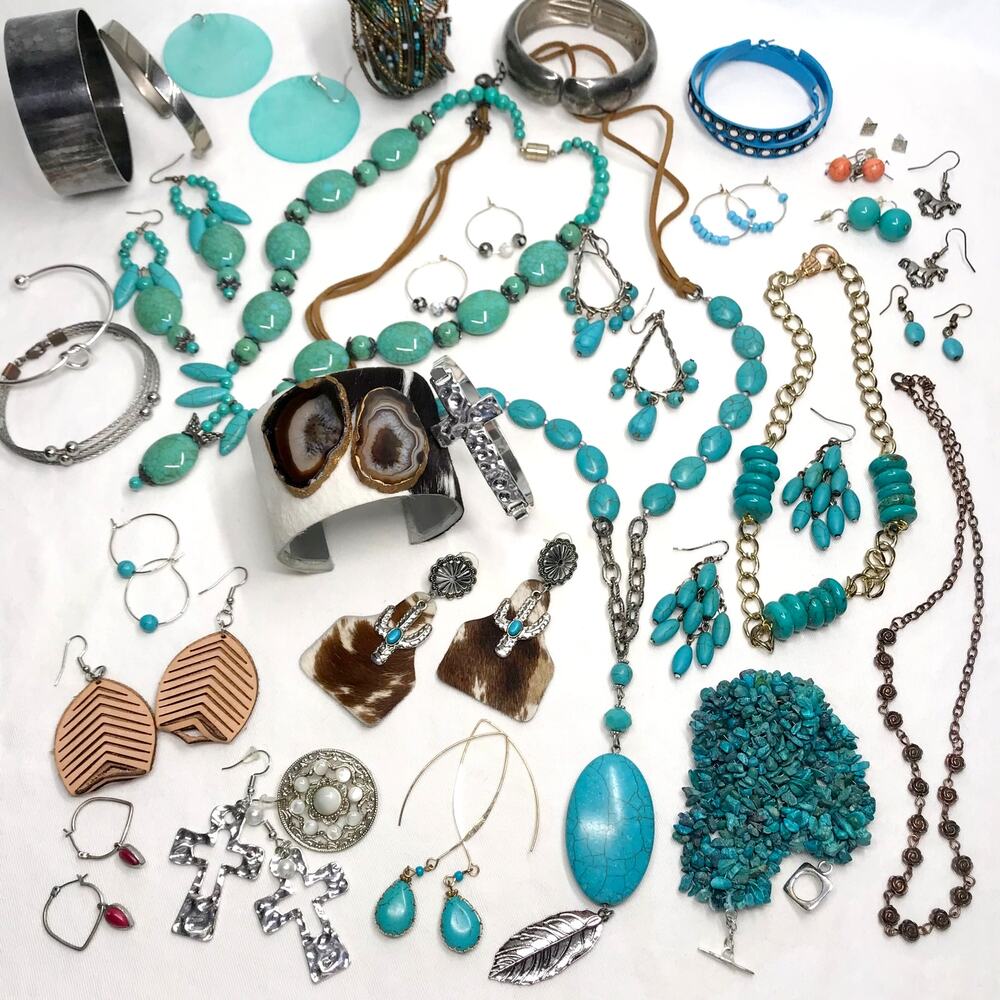 Huge VTG Estate Southwestern Turquoise Silver Jewelry Necklace Earring Lot Bundl